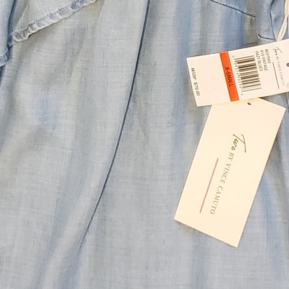 Two By Vince Camuto One Shoulder Ruffle Top Blue - Picture 3 of 8